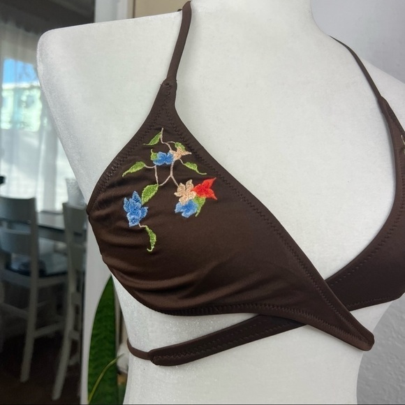 ❤️ J.Crew Embroidered Wrap Bikini Swim Top - Picture 5 of 7